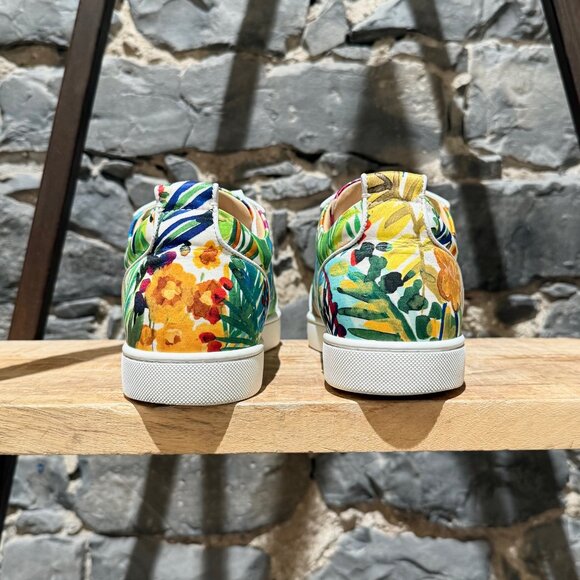 Christian Louboutin White Floral Satin Louis Junior Low-top Sneakers - Picture 5 of 14